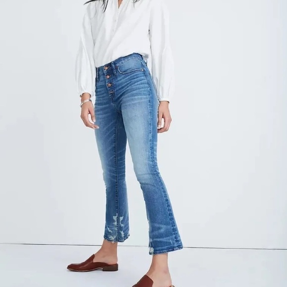 Madewell Cali Demi-Boot Jeans In Bess Wash: Button-Front Edition Women's Size 25 - Picture 1 of 10